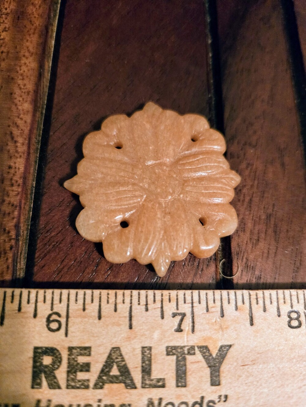 Vintage Carved Etched Peach Jade Pendant